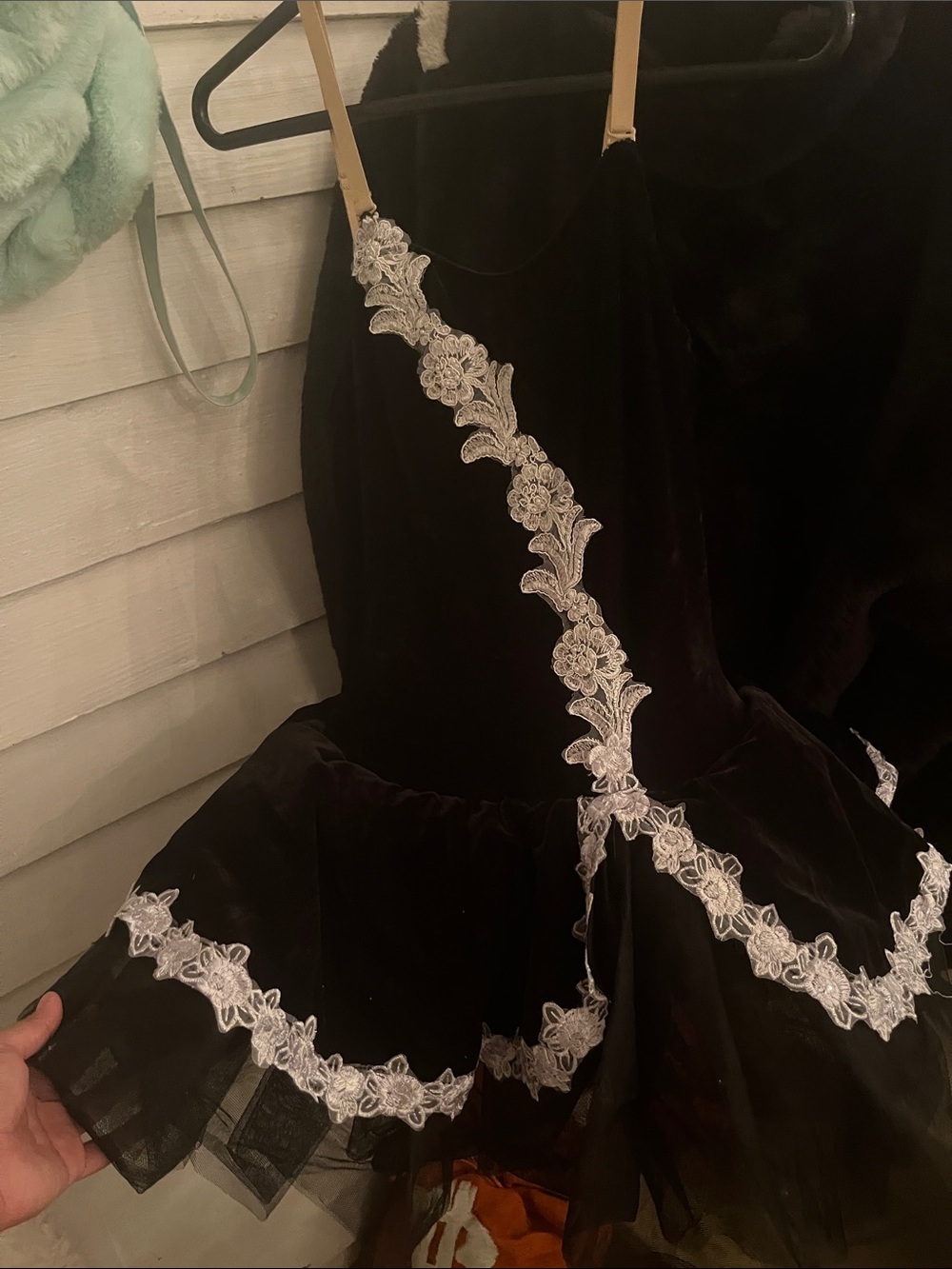 Black Lace-Trim Velvet Slip Dress - Women Intimates & Sleepwear